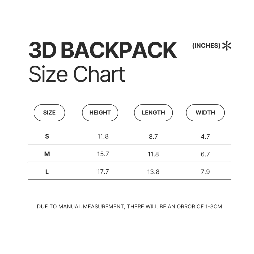 3D Backpack Size Chart - High School DxD Merch