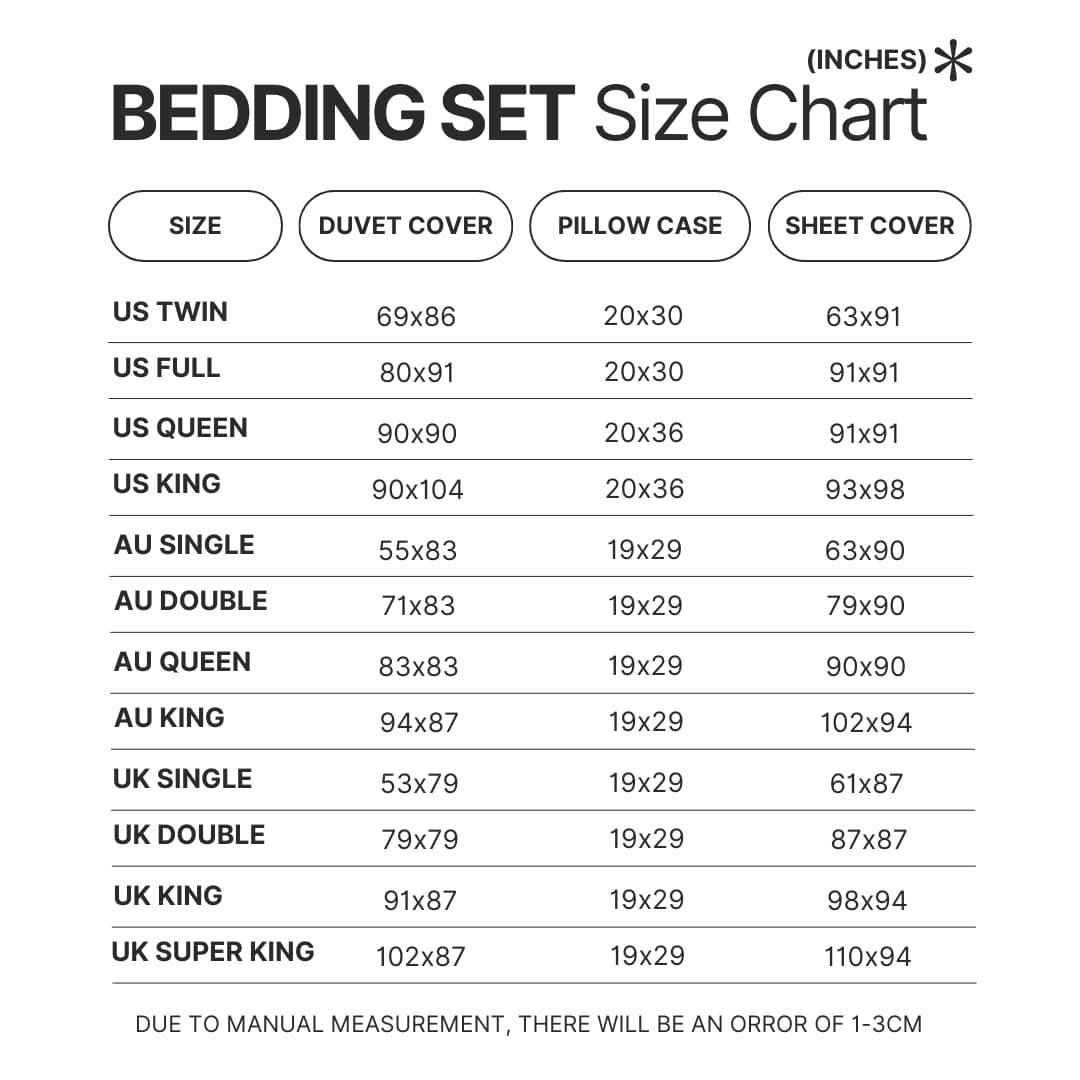 Beding Set Size Chart - High School DxD Merch