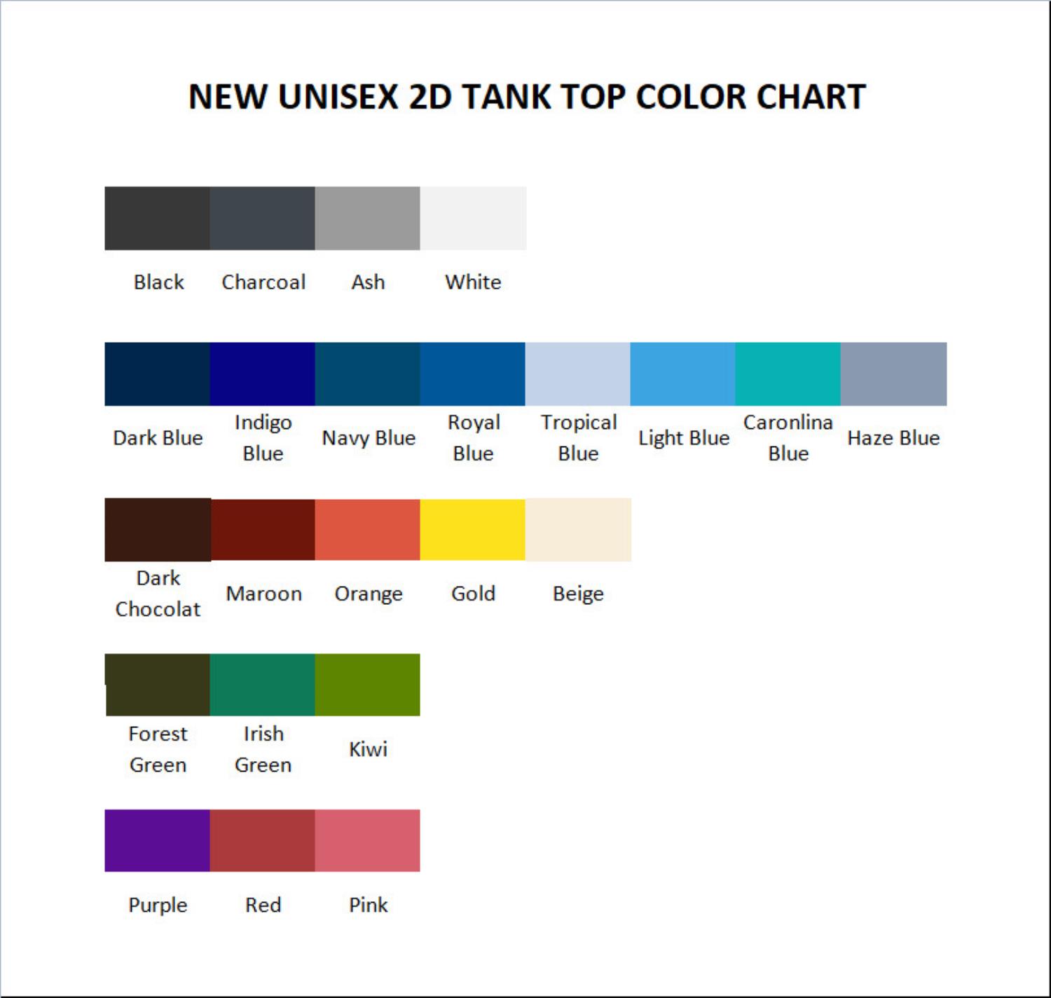 tank top color chart - High School DxD Merch