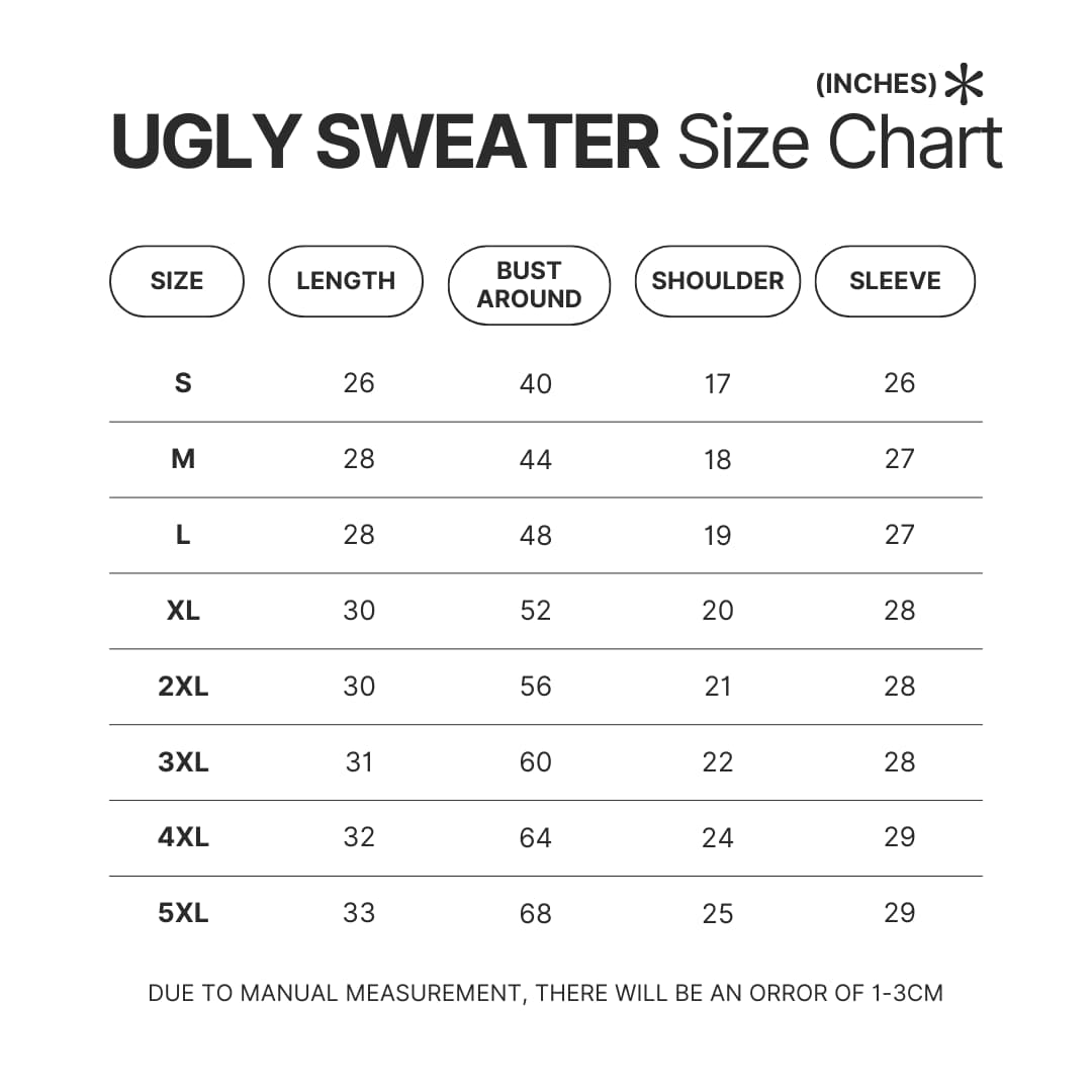 Ugly Sweater Size Chart - High School DxD Merch